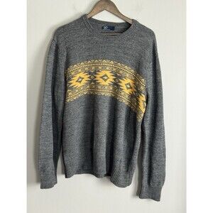 GAP Mens Gray Aztec Southwestern Long Sleeve Sweater Size XL Retro Navajo